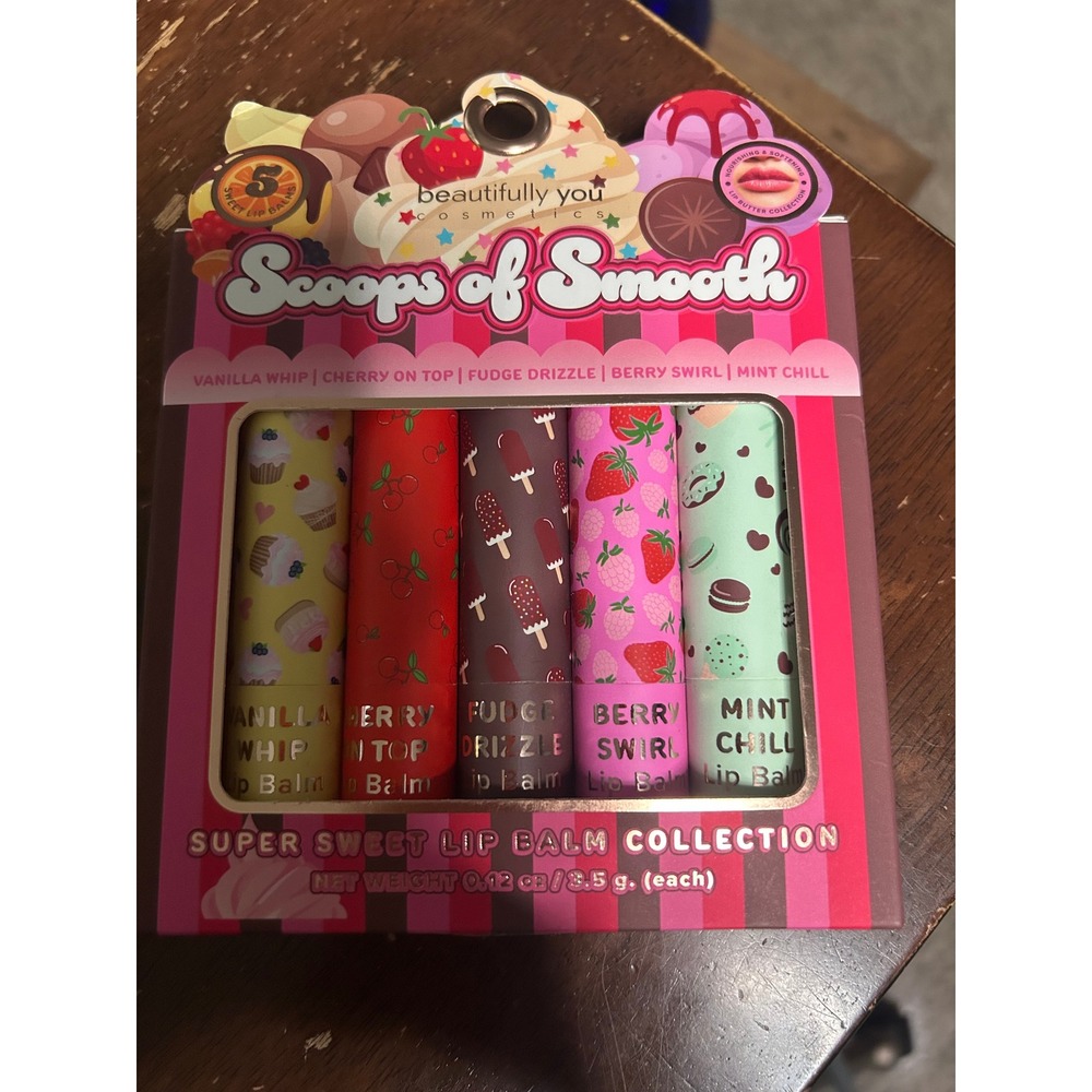 Beautifully You Scoops of Smooth Lip Balm Collection 5 Pack Set MG07-25 NEW#982